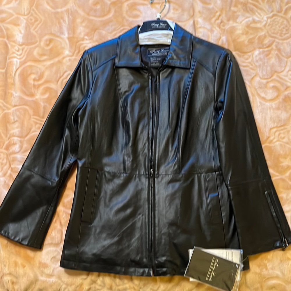 Black Terry Lewis (Light) Leather Jacket, M